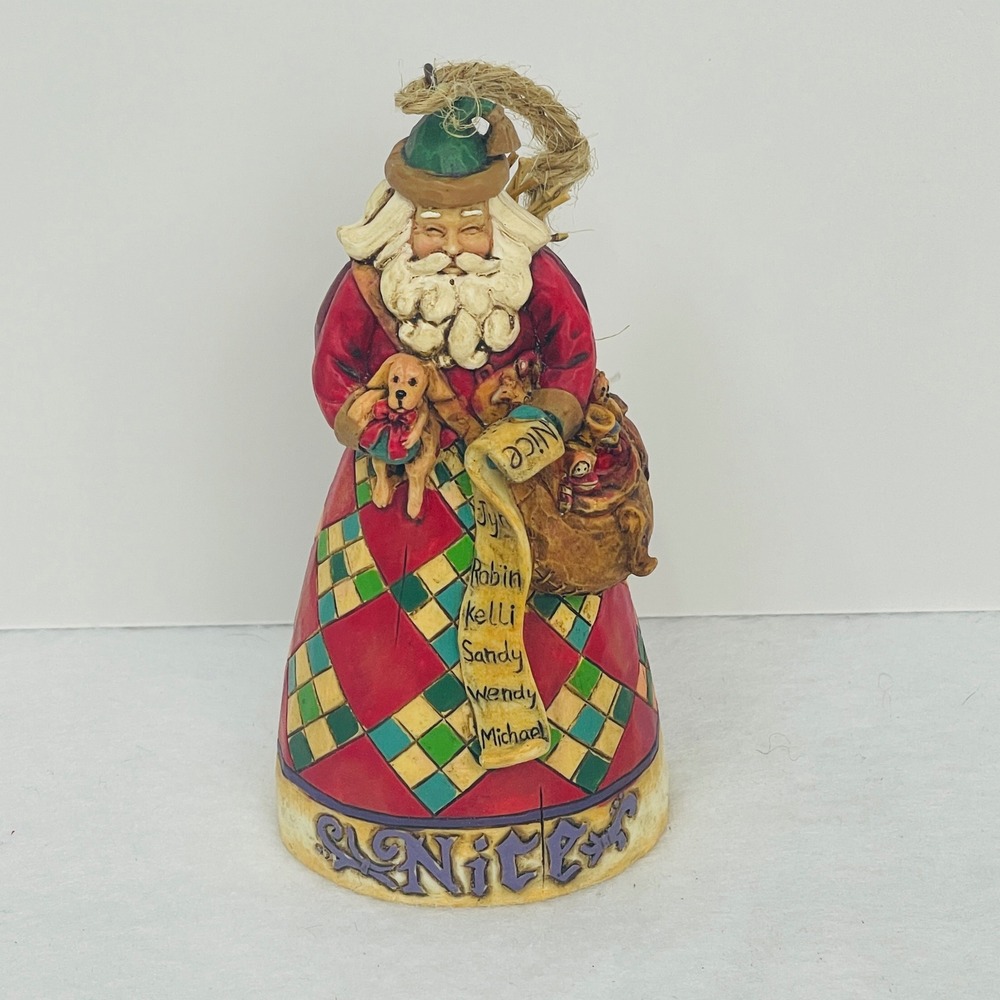 Jim Shore Heartwood Creek Naughty Nice Santa Ornament 2006 Red Green 4.5in